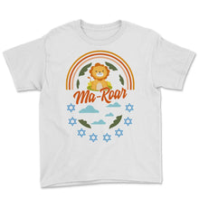 Load image into Gallery viewer, Ma-Roar Shirt, Jewish Holiday Seder Kids Toddler Funny Cute Lion - Youth Tee - White