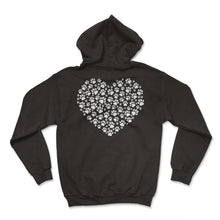 Load image into Gallery viewer, Animal Shirt, Paw Print Heart Cute Valentines Day Tee, Dog Lover - Hoodie - Black