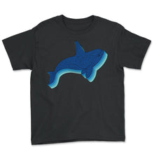 Load image into Gallery viewer, Orca Shirt, Blue Water Orca Killer Whale Native Pacific Northwest Tee - Youth Tee - Black