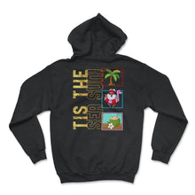 Load image into Gallery viewer, Christmas In July Shirt, 'Tis The Sea Sun Cute Santa Flamingo Float - Hoodie - Black