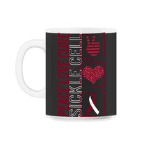 Load image into Gallery viewer, Peace Love Cure Sickle Cell T Shirt - 11oz Mug - Black on White