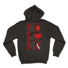 Load image into Gallery viewer, Peace Love Cure ALS T Shirt - Hoodie - Black