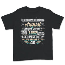 Load image into Gallery viewer, Legends Were Born In August 1982, Life Begins At 40, Vintage 40 Years