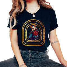 Load image into Gallery viewer, Dia De Los Muertos Shirt, Owl Sugar Skull Floral Tee, Dead Own Bird - Unisex T-Shirt - Black