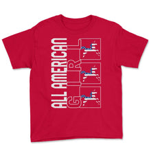 Load image into Gallery viewer, 4th Of July Shirt, All American Girl Unicorn Flag Independence Day - Youth Tee - Red