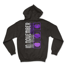 Load image into Gallery viewer, Alzheimer's Awareness Shirt, In November We Wear Purple Pumpkin - Hoodie - Black