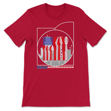 Load image into Gallery viewer, 4th Of July Shirt, Guitar Vintage America Flag Rock Independence Day - Unisex T-Shirt - Red