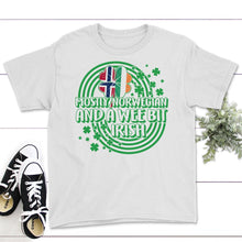 Load image into Gallery viewer, Mostly Norwegian And A Wee Bit Irish, St. Patricks Day Shirt, Lucky - Youth Tee - White
