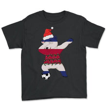 Load image into Gallery viewer, Soccer Boy Dabbing Polar Bear Christmas Hat Lights Costa Rica Shirt, - Youth Tee - Black