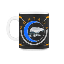Load image into Gallery viewer, Glacier National Park, Retro Glacier Montana Grizzly Bear Souvenir - 11oz Mug - Black on White