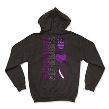 Load image into Gallery viewer, Peace Love Cure Alzheimer's T Shirt - Hoodie - Black