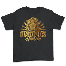 Load image into Gallery viewer, Dia De Los Muertos Shirt, Day Of The Death Women Skull Skeleton Tee, - Youth Tee - Black