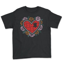 Load image into Gallery viewer, Puzzle Heart And Missing Piece Shirt, Dad Mom Puzzle Heart And Baby - Youth Tee - Black