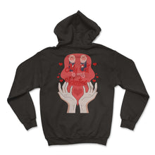 Load image into Gallery viewer, Valentines Day Shirt, My Cat Is My Valentine Cat Paw Heart Tee, - Hoodie - Black