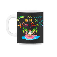 Load image into Gallery viewer, Christmas In July Shirt, 'Tis The Sea Sun Cute Santa Flamingo Float - 11oz Mug - Black on White