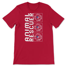 Load image into Gallery viewer, Animal Rescuer Sunflower 4th Of July T Shirt - Unisex T-Shirt - Red