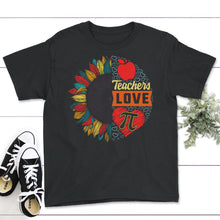 Load image into Gallery viewer, Pi Day Shirt, Teacher Love Pi Heart Tee, Math Teacher Gift, 3.14 Math - Youth Tee - Black