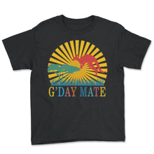 Load image into Gallery viewer, G'Day Mate Shirt, Australian Animals Kangaroo Funny Tee, Australia - Youth Tee - Black