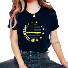 Load image into Gallery viewer, Dispatcher Shirt, Essential AF USA Flag Tee, Thin Yellow Line 911 - Unisex T-Shirt - Black