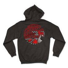 Load image into Gallery viewer, Christmas Shirt, Merry Fishmas And Happy New Deer Tee, Fisherman - Hoodie - Black
