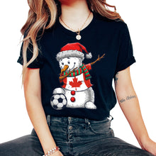 Load image into Gallery viewer, Soccer Boy Dabbing Snowman Christmas Jersey Canada Shirt, Football - Unisex T-Shirt - Black