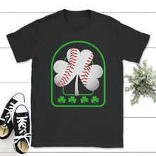 Load image into Gallery viewer, Baseball St Patricks Day, Four Leaf Clover Baseball Lover Gift, Men - Unisex T-Shirt - Black