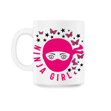 Load image into Gallery viewer, Karate Shirt, Ninja Girl Butterfly Tee, Fighter Karate Player Martial - 11oz Mug - White