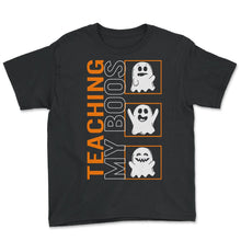 Load image into Gallery viewer, Halloween Shirt, Teaching My Boos Cute Ghost Teacher Tee, School - Youth Tee - Black