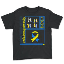 Load image into Gallery viewer, World Down Syndrome Day Shirt, Rock Your Socks Down Syndrome Ribbon - Youth Tee - Black