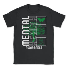 Load image into Gallery viewer, Mental Health Awareness Shirt, Butterfly Tree Green Ribbon Tee, - Unisex T-Shirt - Black