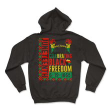 Load image into Gallery viewer, Juneteenth Shirt, Celebrating Black Freedom Hands Chained Tee, Black - Hoodie - Black