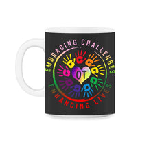 Load image into Gallery viewer, Occupational Therapy Shirt, Embracing Challenges Enhancing lives, OT - 11oz Mug - Black on White