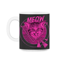 Load image into Gallery viewer, 80's Neon Cat Meow Shirt, Cat Lover Gift Tee, Furry Animals 1980's - 11oz Mug - Black on White