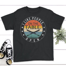 Load image into Gallery viewer, I Like People On The Table Open, Funny Surgical Tech, Scrub - Youth Tee - Black