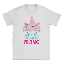 Load image into Gallery viewer, Enfant T Shirt 28 Ans Fille Anniversaire Cadeau Licorne T Shirt copy - Unisex T-Shirt - White