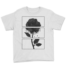 Load image into Gallery viewer, Gothic Shirt, Bleeding Black Rose Soft Grunge Vintage Tee, Aesthetic - Youth Tee - White