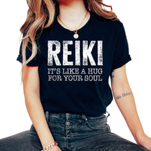 Load image into Gallery viewer, Reiki Shirt, It's Like A Hug For Your Soul Vintage Tee, Yoga Lover - Unisex T-Shirt - Black