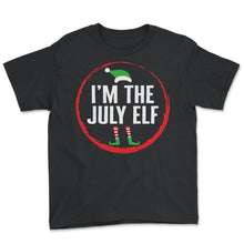 Load image into Gallery viewer, Christmas In July Shirt, I'm The July Elf Cute Tee Summer Vacation - Youth Tee - Black