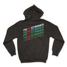 Load image into Gallery viewer, Fuck Strokes Vintage Sunset Awareness Red Ribbon Support Strong - Hoodie - Black