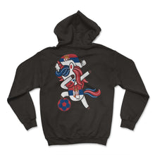 Load image into Gallery viewer, Soccer Girl Dabbing Unicorn Christmas Hat Scarf Serbia Jersey Shirt, - Hoodie - Black