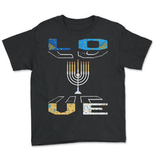 Load image into Gallery viewer, Hanukkah Shirt, Love Cute Hanukkah Decoration Tee, Hanukkah Jewish - Youth Tee - Black
