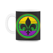 Load image into Gallery viewer, Mardi Gras Fleur De Lis Shirt, New Orleans Beads Apparel, Nola Fleur - 11oz Mug - Black on White