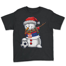 Load image into Gallery viewer, Soccer Boy Dabbing Snowman Christmas Jersey Serbia Shirt, Football - Youth Tee - Black