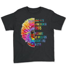 Load image into Gallery viewer, Juneteenth Shirt, Black Women Gift, Natural Hair Afro Word Art, Afro - Youth Tee - Black