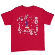 Load image into Gallery viewer, 4th Of July Shirt, American Flag Dinosaur Trex USA Independence Day - Youth Tee - Red
