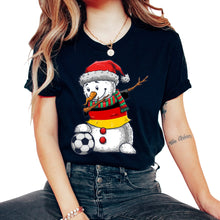 Load image into Gallery viewer, Soccer Boy Dabbing Snowman Christmas Jersey Germany Shirt, Football - Unisex T-Shirt - Black