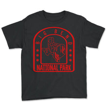 Load image into Gallery viewer, Big Bend National Park Shirt, State Of Texas Boarder Cactus Tee, - Youth Tee - Black