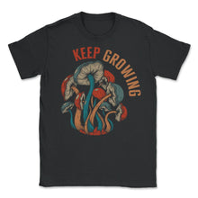 Load image into Gallery viewer, Fungi Shirt, Keep Growing Pocket Tee, Funny Healthy Fungus Mushroom - Unisex T-Shirt - Black