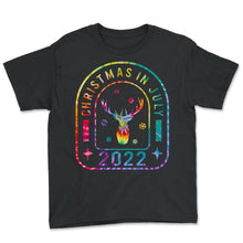 Load image into Gallery viewer, Christmas In July 2022 Shirt, Merry Reindeer Snow Christmas Cute - Youth Tee - Black