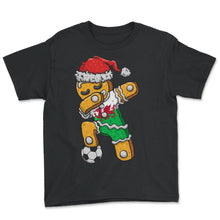 Load image into Gallery viewer, Christmas Shirt, Soccer Boy Jersey Dabbing Gingerbread United Wales - Youth Tee - Black